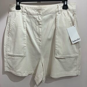 Splendid Cream Cargo Shorts High-Waisted Relaxed Fit